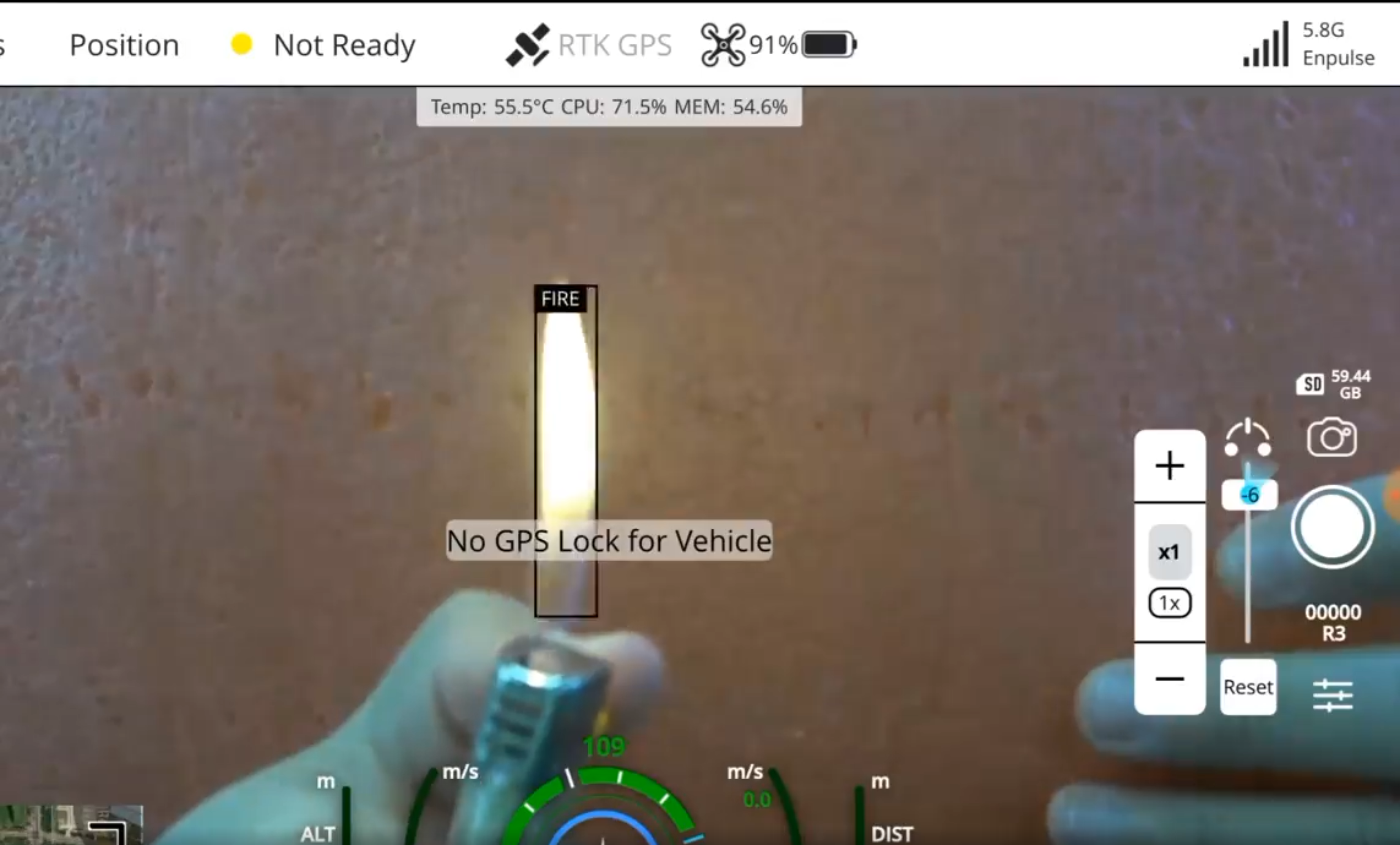 Ground control interface detecting a forest flame